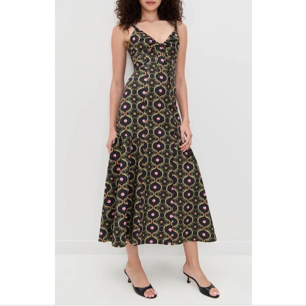 Hill House The Lillie Dress Size XXL Cotton Blend In Cisco Trellis Black Multi